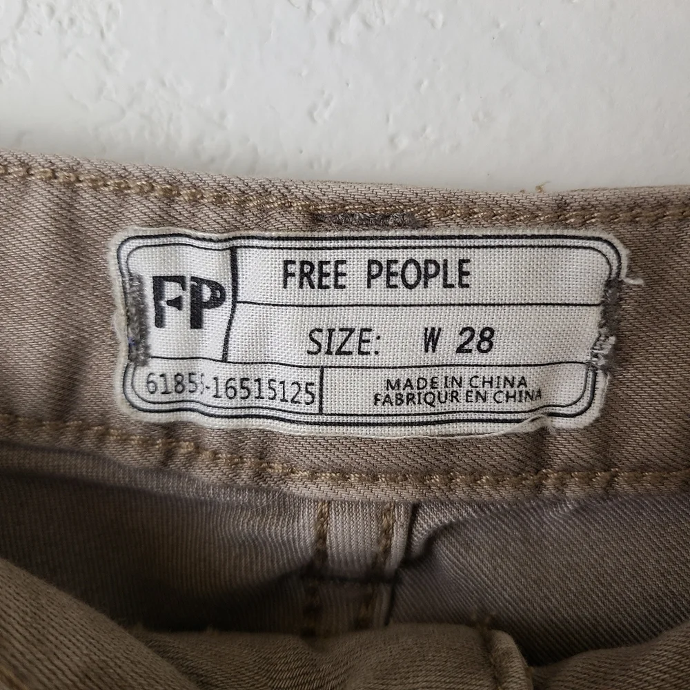 Free People Beige Destroyed Knee Skinny Jeans